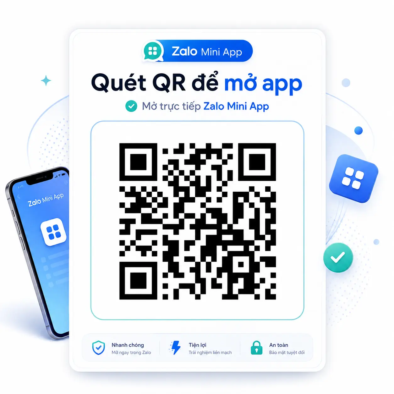 Giao diện EasyTro quét mã QR mở ứng dụng quản lý nhà trọ trên Zalo